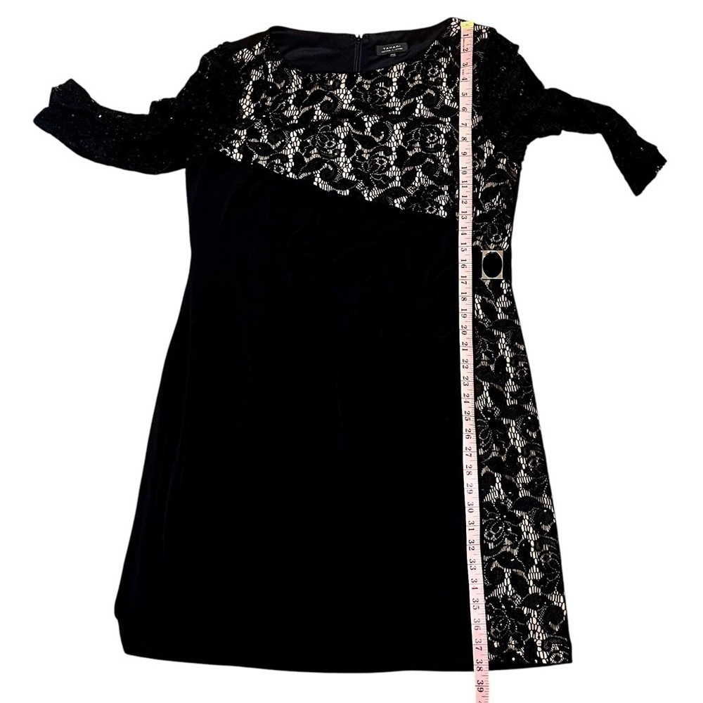 Tahari ASL Black Lace Cocktail Dress with Side Ruching Plus Size 14W - Picture 12 of 12